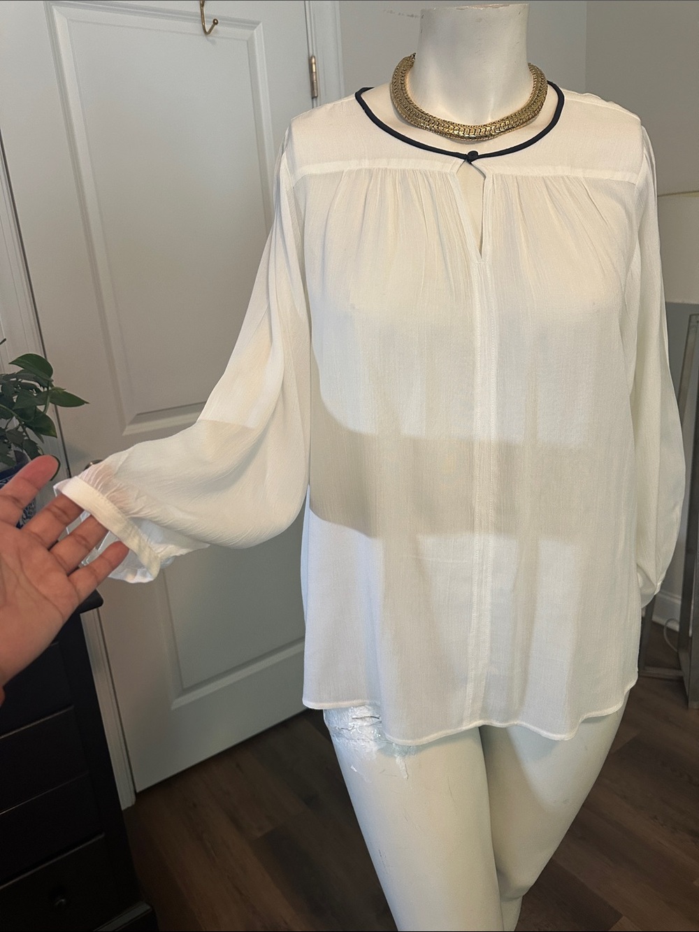 Levi's Cream Blouse with Black Trim Neckline